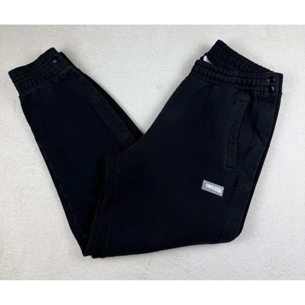 Nike Men's F.C. Fleece Jogger Soccer Pants Side Snaps‎ Black Size L, CV1488-010